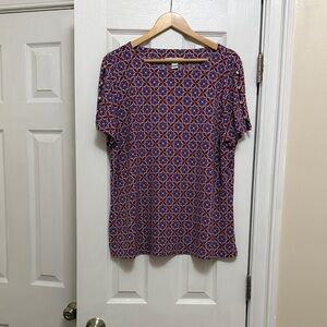 Liz Claiborne Red and Purple Geometric Blouse